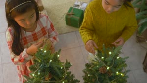 Free Stock Video Two Girls Decorating A Christmas Tree 42066Live Wallpaper