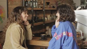 Free Stock Video Two Girls Chatting At The Counter Of A Coffee Shop Live Wallpaper