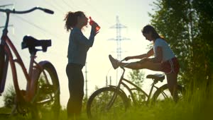 Free Stock Video Two Cyclist Resting In Nature Live Wallpaper