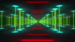 Free Stock Video Tunnel Between Walls Of Beams Of Green Color Light Live Wallpaper