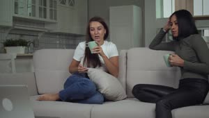 Free Stock Video Young Women Drinking Coffee In The Living Room Live Wallpaper