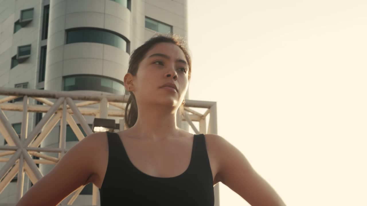 Download Free Stock Video Young Woman Walking Resting After Jogging Live Wallpaper