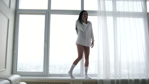 Free Stock Video Young Woman On A Call In Front Of Her Window Live Wallpaper