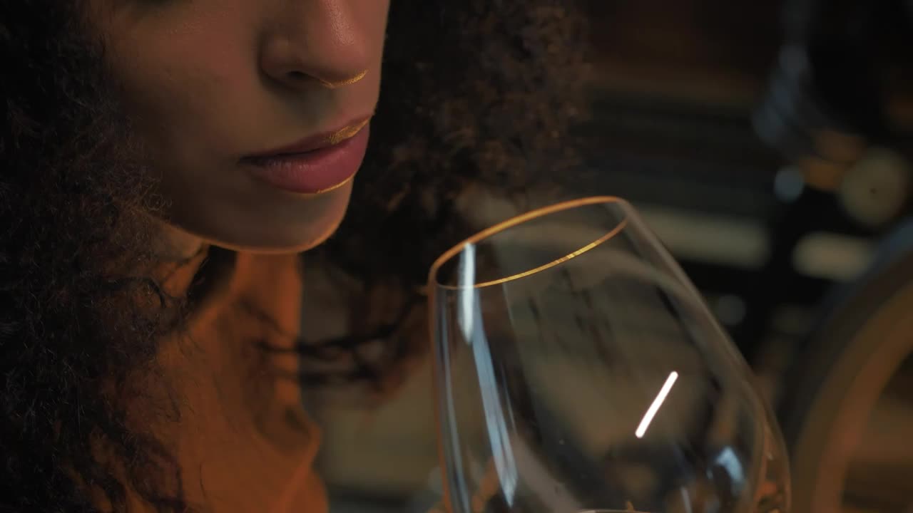 Download Free Stock Video Young Woman Drinking White Wine From A Glass Live Wallpaper