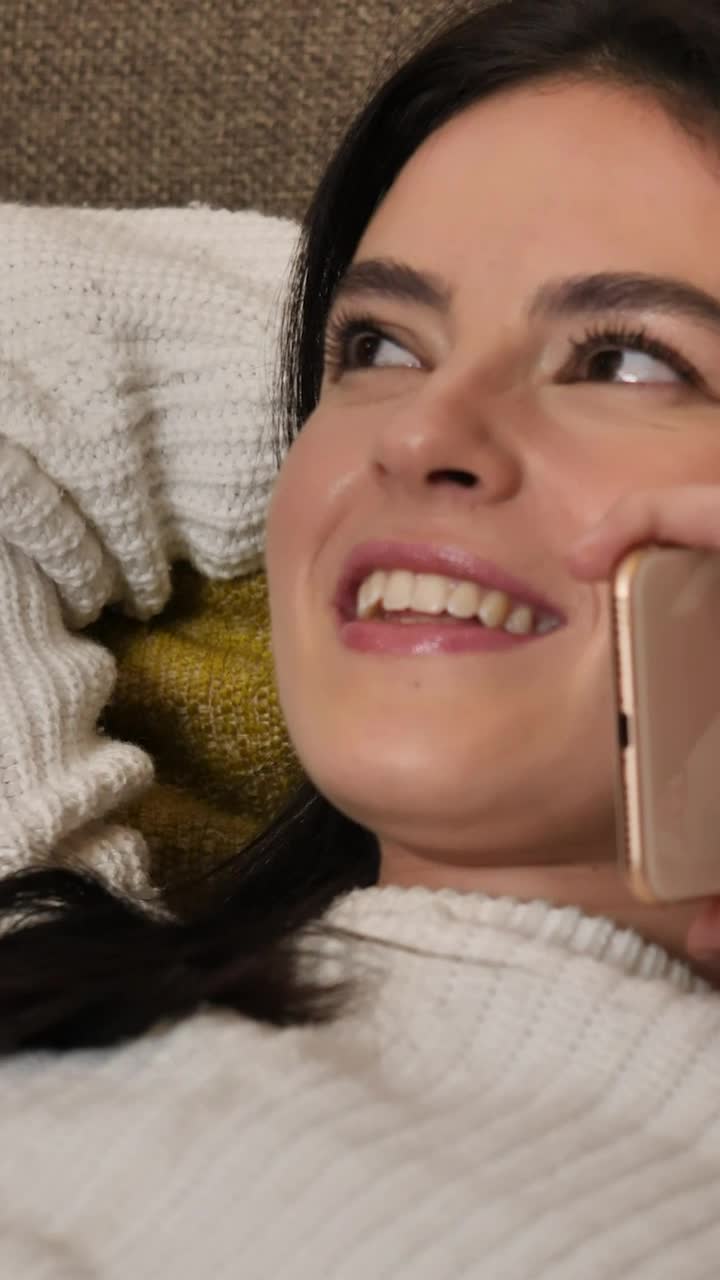 Download Free Stock Video Young Happy Woman Laughing During A Phone Call Live Wallpaper