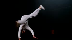 Free Stock Video Young Break Dancer Performing In White Clothes Live Wallpaper
