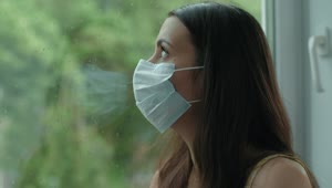 Free Stock Video Woman With Mask Looking Out The Window Live Wallpaper