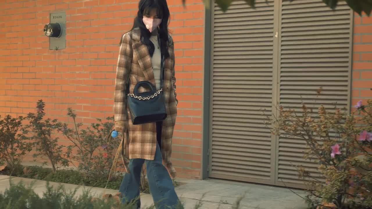 Download Free Stock Video Woman With Face Mask Walking With Her Dog Live Wallpaper