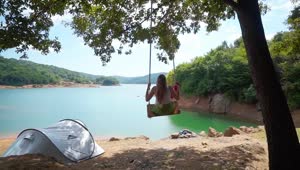 Free Stock Video Woman Using A Lake Swing Live Wallpaper