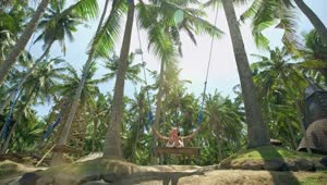 Free Stock Video Woman Swinging In The Jungle On The Beach Live Wallpaper
