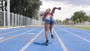 Free Stock Video Woman Running Fast On A Running Track Live Wallpaper