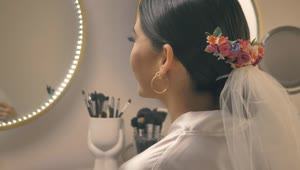 Free Stock Video Woman Preparing For Her Wedding In Front Of The Mirror Live Wallpaper