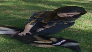 Free Stock Video Woman Petting Her Dog On The Lawn Live Wallpaper