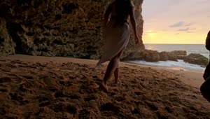 Free Stock Video Woman In White Dress Runs And Spins On The Beach Live Wallpaper