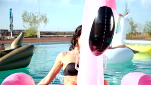 Free Stock Video Woman In Bikini Enjoying Vacations In The Swimming Pool Live Wallpaper