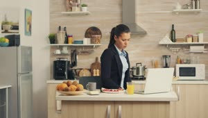 Free Stock Video Woman Eating Breakfast While Working Live Wallpaper