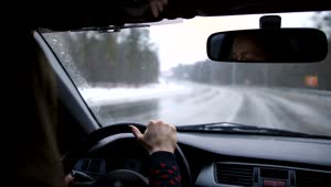 Free Stock Video Woman Driving Down A Lonely Road On A Snowy Day Live Wallpaper