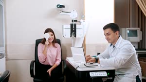 Free Stock Video Woman And An Ophthalmologist During An Eye Exam Live Wallpaper