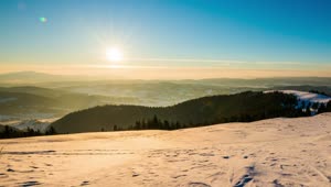  Stock Footage Winter Landscape During Sunset In The Mountains Live Wallpaper