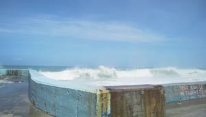   Stock Footage Waves Breaking Against A Coastal Wall Live Wallpaper