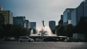   Stock Footage Water Fountain Statue At Roundabout Live Wallpaper