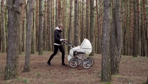   Stock Footage Walking With Her Baby In The Woods Live Wallpaper