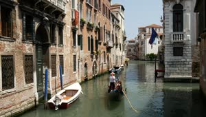   Stock Footage Venice Canal With Flag Live Wallpaper