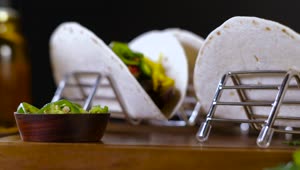   Stock Footage Vegetarian Tacos On A Wooden Board Live Wallpaper
