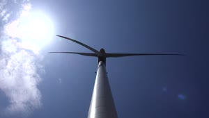  Stock Footage Upward View Of A Wind Turbine With The Sky In Live Wallpaper