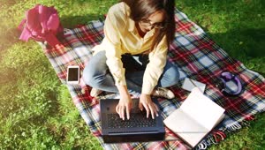   Stock Footage University Student Learning On Laptop In Park Top View Live Wallpaper
