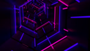   Stock Footage Tunnel In Geometric Shape With Neon Lights Live Wallpaper