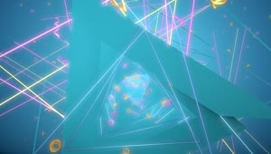   Stock Footage Triangular Tunnel With Shapes And Glowing Lights Live Wallpaper