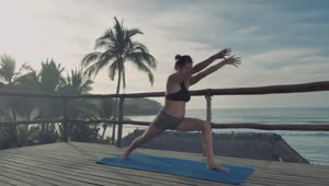 Stock Footage Woman Doing Yoga On A Deck Live Wallpaper Free