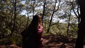 Stock Footage Woman Walking Through Trees Live Wallpaper Free