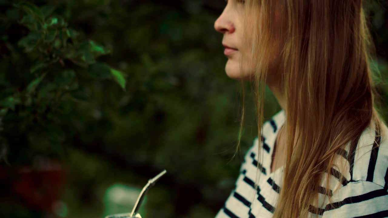 Download Stock Footage Woman Enjoying A Hot Drink Live Wallpaper Free