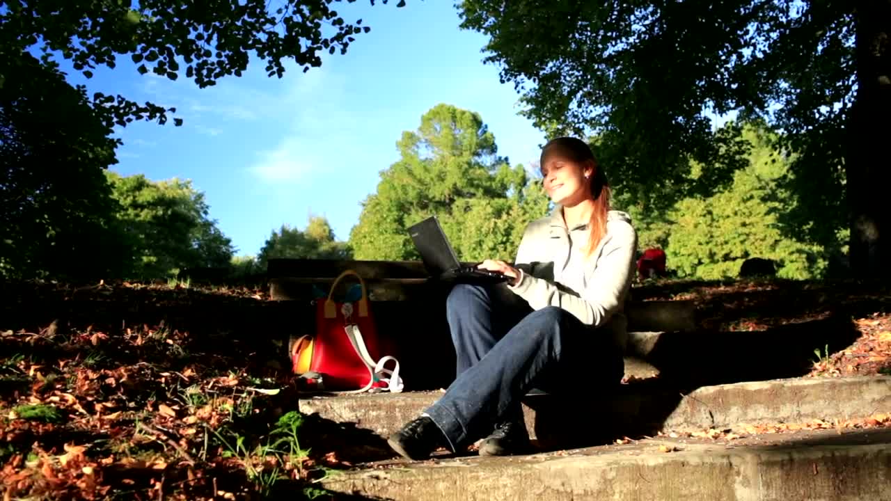 Download Stock Footage Working From The Park With Her Laptop Live Wallpaper Free