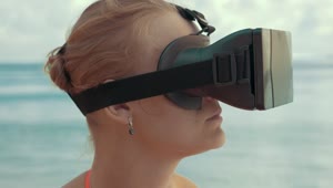 Stock Footage Woman Watching A Vr Video Outside Live Wallpaper Free