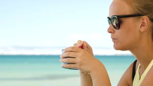 Stock Footage Woman Eating Ice Cream At The Coast Live Wallpaper Free