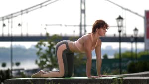 Stock Footage Woman Stretching In A River Park Live Wallpaper Free