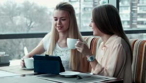 Stock Footage Women Having A Conversation In The Cafeteria Live Wallpaper Free