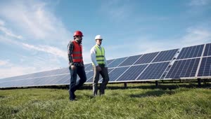 Stock Footage Workers Walking Among Solar Panels Live Wallpaper Free
