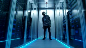 Stock Footage Young Man Listening To Music In The Server Room Live Wallpaper Free