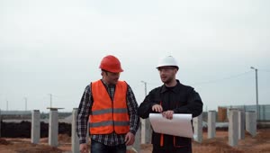 Stock Footage Workers Conversation On A Construction Site Live Wallpaper Free