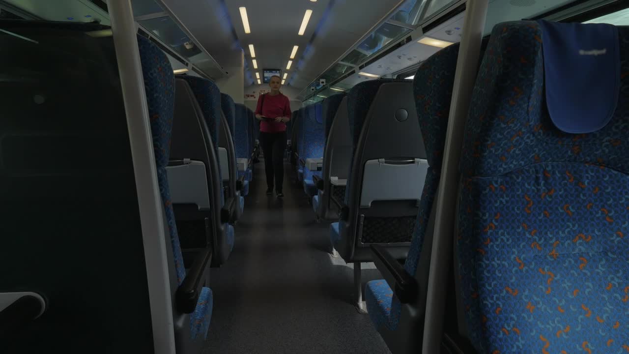 Download Stock Footage Woman Walking Down A Train Live Wallpaper Free