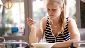 Stock Footage Woman Eating Spaghetti Live Wallpaper Free
