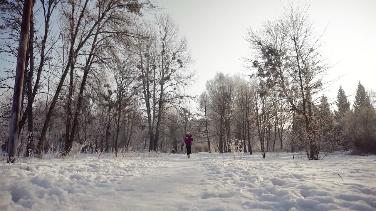 Download Stock Footage Woman Walking Through Snow In Winter Live Wallpaper Free