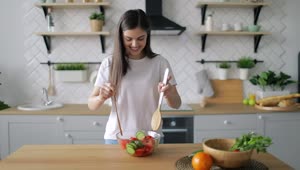 Stock Footage Woman Preparing A Healthy Salad Live Wallpaper Free