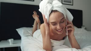 Stock Footage Woman Talking On The Phone After Taking A Shower Live Wallpaper Free