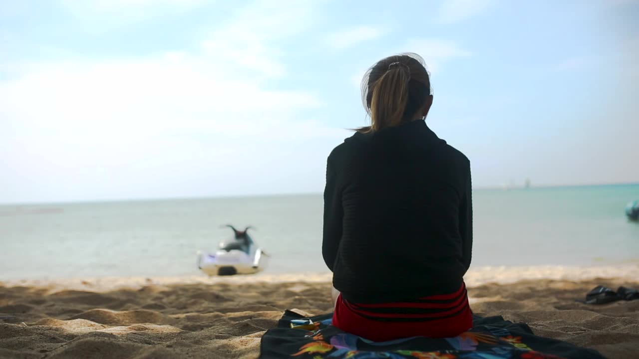 Download Stock Footage Young Girl Looking Out Over A Calm Ocean Live Wallpaper Free