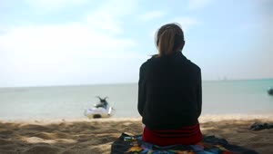 Stock Footage Young Girl Looking Out Over A Calm Ocean Live Wallpaper Free